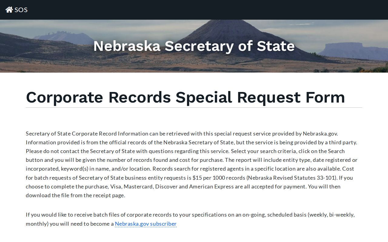 Fremont resident lookup Nebraska business special search fields